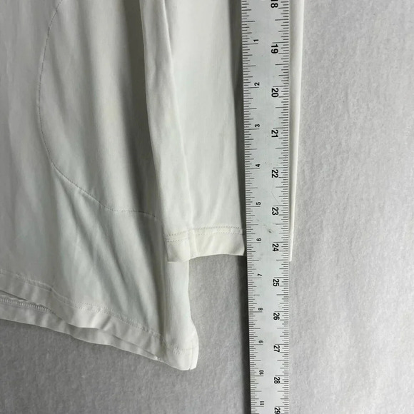 Lands' End Active Shirt Womens Sz S White Mock Neck 1/4 Zip Long Sleeve Pockets - Picture 5 of 15